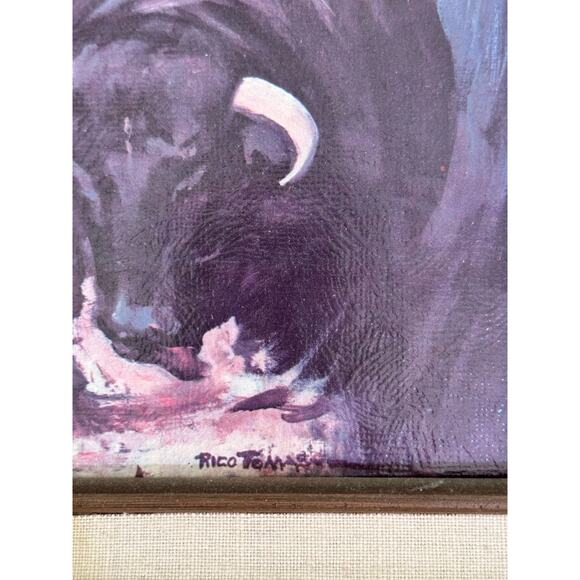 Vintage Dramatic Matador Rico Tomaso Red Cape Velvet Gold Wood Frame - Picture 6 of 6